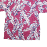 KULA BAY Mens Purple & White Leaf Pattern Cotton Blend Shirt M Short Sleeve