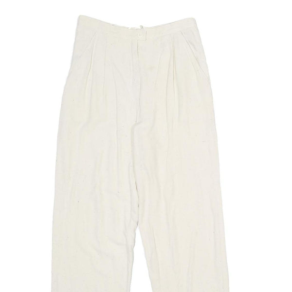 ACKERMANN Womens Classic White Linen Trousers W26 L32 Zip Closure Relaxed Fit