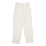 ACKERMANN Womens Classic White Linen Trousers W26 L32 Zip Closure Relaxed Fit