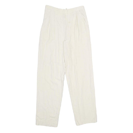 ACKERMANN Womens Classic White Linen Trousers W26 L32 Zip Closure Relaxed Fit