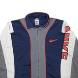 NIKE Boys Navy Blue Grey & White Track Jacket L Polyester Blend Zip