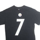 MAJESTIC Mens Black Pittsburgh Steelers Roethlisberger Graphic T-Shirt M Short