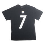 MAJESTIC Mens Black Pittsburgh Steelers Roethlisberger Graphic T-Shirt M Short
