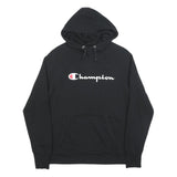 CHAMPION Mens Black Pullover Hoodie M Cotton Blend Casual Sweatshirt