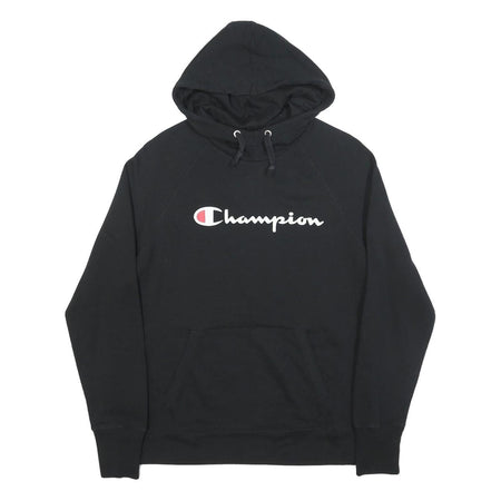 CHAMPION Mens Black Pullover Hoodie M Cotton Blend Casual Sweatshirt