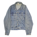 Mens Blue Denim Cotton Jacket M Button Closure Casual Classic Style