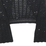 MAX MARA Womens Black Crochet Jacket M Polyester Blend Cropped Stylish