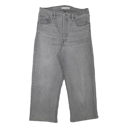 LEVI'S Womens Grey Regular Straight Denim Medium Wash W29 L21 Wide Leg Jeans