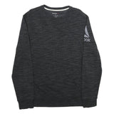 REEBOK Mens Black Crew Neck L Sweatshirt Cotton Blend Casual Sportswear