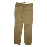 LEVI'S Mens Slim Beige Cotton Blend Trousers W36 L32 Zip Closure