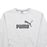 PUMA Womens Grey Cotton Blend Crew Neck M Sweatshirt Logo Print Pullover