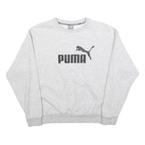 PUMA Womens Grey Cotton Blend Crew Neck M Sweatshirt Logo Print Pullover