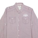 DIESEL Mens Red Blue Check Shirt L Casual Cotton Button Long Sleeve