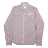 DIESEL Mens Red Blue Check Shirt L Casual Cotton Button Long Sleeve