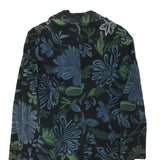 BENETTON Womens Blue & Green Floral Button Jacket XS Polyester Blend Velvet