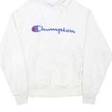 CHAMPION Mens White Hoodie M Cotton Blend Pullover Sweatshirt