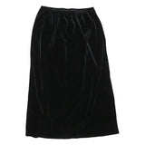 KATHIE LEE Womens Black Velvet Midi Skirt Polyester Blend M Elegant Simple