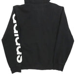ADIDAS Mens Black Full Zip Hoodie S Essentials Logo Print Casual Sweatshirt