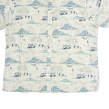 CROFT & BARROW Mens White & Blue Printed Cotton Shirt XL Casual Summer Beach