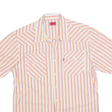 LEVI'S Mens White & Red Striped Cotton Blend Shirt XL Button Pocket Casual