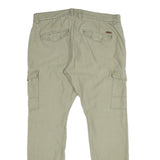 EDC Mens Cotton Beige Regular Cargo Trousers W36 L34 Casual Utility Zip Closure