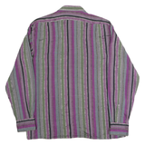 KOPPEL Mens Purple & Green Vertical Stripe Shirt L Button Shirt Casual Long