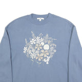VANS Womens Blue Cotton Blend Floral Print Crew Neck Sweatshirt S Casual