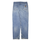CARHARTT Mens Blue Regular Straight Denim Medium W36 L36 Zip Cotton Blend Jeans