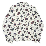 DEL MOD Womens White Printed Shirt Long Sleeve Button Neck L Cotton Blend