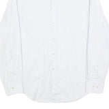 CALVIN KLEIN Mens White & Grey Pinstripe Shirt M Formal Cotton Blend Long Sleeve