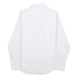 CALVIN KLEIN Mens White & Grey Pinstripe Shirt M Formal Cotton Blend Long Sleeve