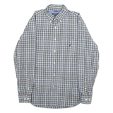 NAUTICA Mens Blue & Brown Check Shirt M Button-Down Collar Cotton Casual Long