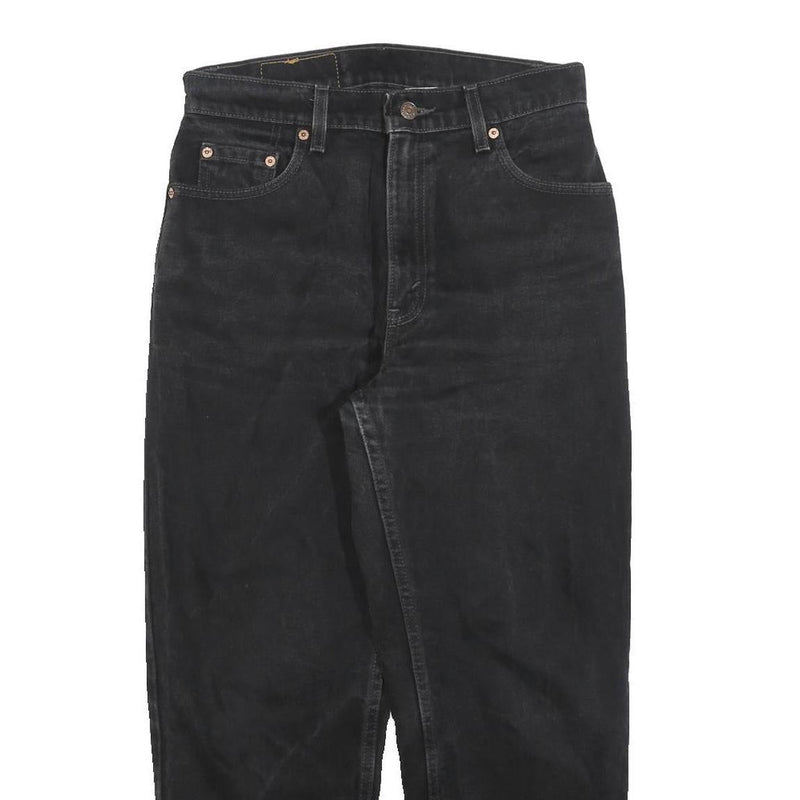 LEVI'S 550 Straight Womens Jeans Black Relaxed Straight Denim Raw W29 L25 Frayed