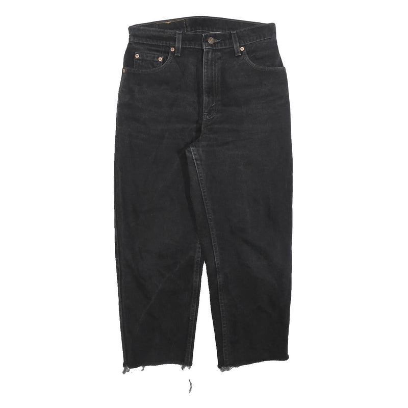LEVI'S 550 Straight Womens Jeans Black Relaxed Straight Denim Raw W29 L25 Frayed