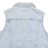 ANNE KLEIN Womens Light Blue Denim Sleeveless Jacket M Cotton Button Front