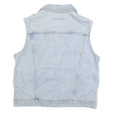 ANNE KLEIN Womens Light Blue Denim Sleeveless Jacket M Cotton Button Front