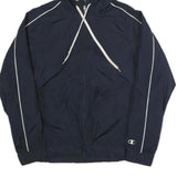 CHAMPION Mens Navy Blue Hooded Jacket M Polyester Zip Plain Casual Sportswear