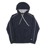CHAMPION Mens Navy Blue Hooded Jacket M Polyester Zip Plain Casual Sportswear
