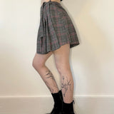 King Kong Checked Mini Skirt - 26W UK 6 Grey Cotton Blend