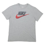 NIKE Mens Grey & Red Graphic T-Shirt M Short Sleeve Crew Neck Casual Cotton
