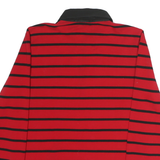 LAUREN RALPH LAUREN Womens Red & Black Stripe Long Sleeve Cotton Polo Shirt M