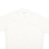 COLDOR Mens White Cotton Blend Shirt L Casual Button Down Summer Short Sleeve