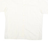 COLDOR Mens White Cotton Blend Shirt L Casual Button Down Summer Short Sleeve