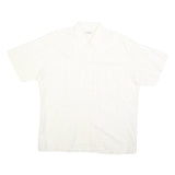 COLDOR Mens White Cotton Blend Shirt L Casual Button Down Summer Short Sleeve