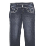 HUMOX JEANS Womens Regular Fit Blue Denim Jeans W28 L34 Embroidered Pocket