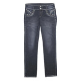 HUMOX JEANS Womens Regular Fit Blue Denim Jeans W28 L34 Embroidered Pocket