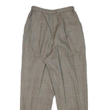LEILIAM Womens Wool Blend Grey Checked Relaxed Trousers W22 L24