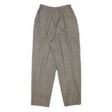 LEILIAM Womens Wool Blend Grey Checked Relaxed Trousers W22 L24