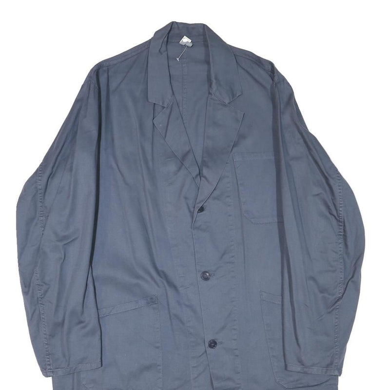 WORKER Mens Blue Cotton Blend Classic Jacket L Button Closure Plain Simple