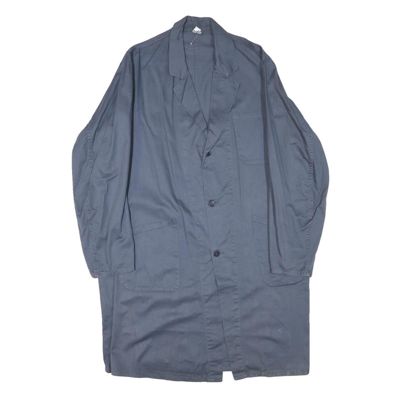 WORKER Mens Blue Cotton Blend Classic Jacket L Button Closure Plain Simple